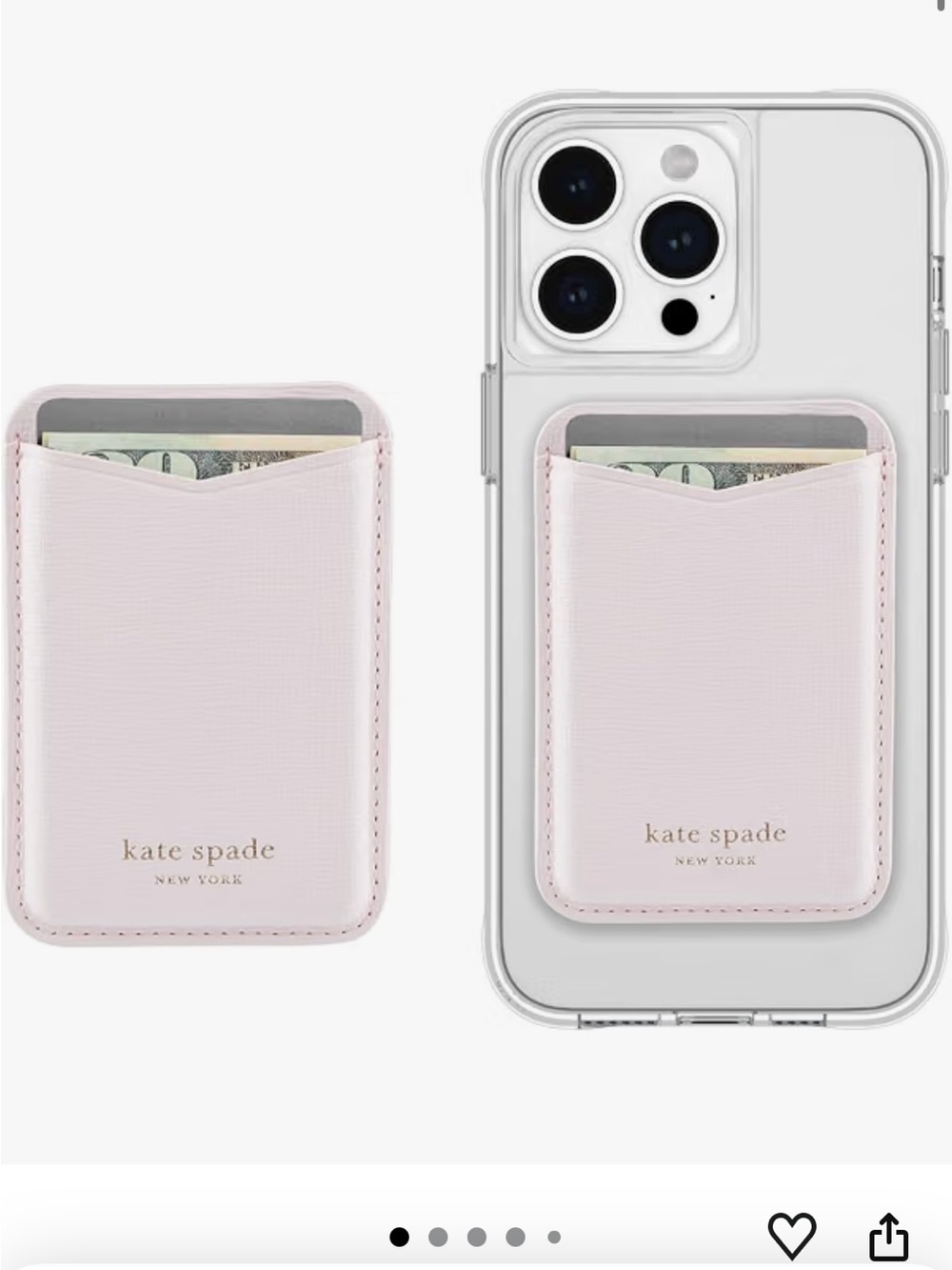 kate spade Pale Pink Adhesive Phone Card Pocket with Gold Logo